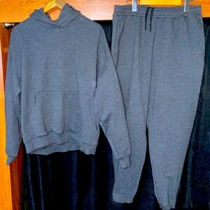 NWOT Gym shark rest day oversized hoodie and matching sweats size L in charcoal